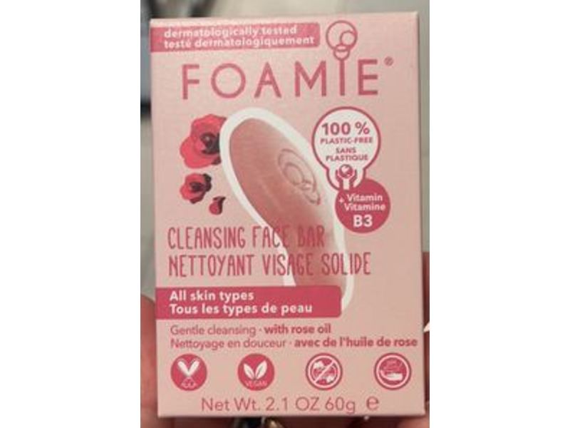 Foamie Cleansing Face Bar, Rose Oil, 2.1 oz/60 g