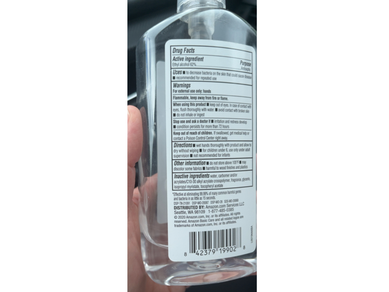 Amazon Basic Care Moisturizing Hand Sanitizer, Vitamin E, 12 fl oz/354 mL, Pack Of 6