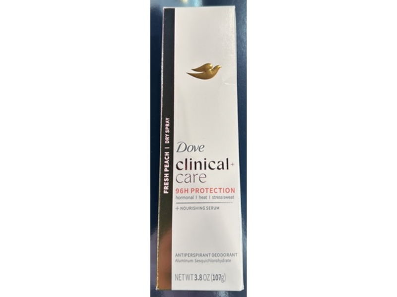 Dove Clinical + Care Antiperspirant Deodorant Dry Spray, Fresh Peach, 3.8 oz/107 g