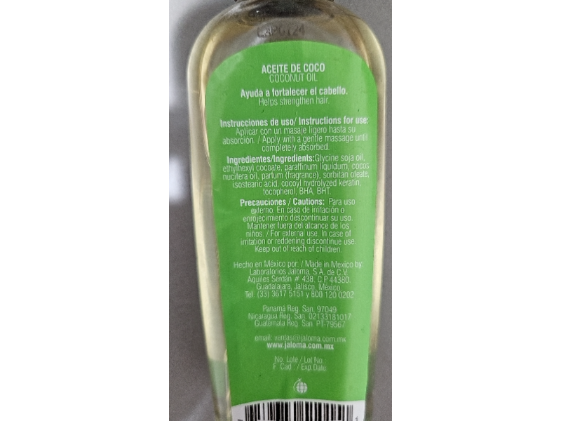 Jaloma Aceite Coconut Oil, 4 fl oz/120 mL