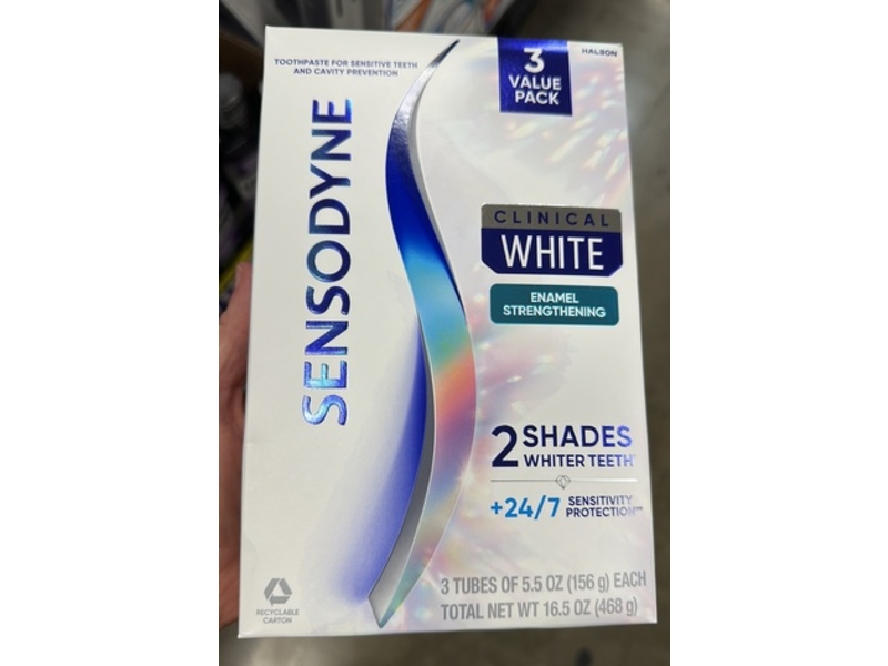 Sensodyne Clinical White Enamel Strengthening Toothpaste, 5.5 oz/156 g, Pack Of 3