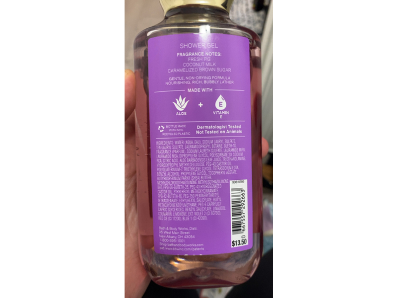 Bath & Body Works Brown Sugar & Fig Shower Gel, Aloe + Vitamin E, 10 fl oz/295 mL