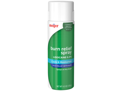 Meijer Burn Relief Spray, Lidocaine 0.5%, Aloe, 4.5 oz/128 g