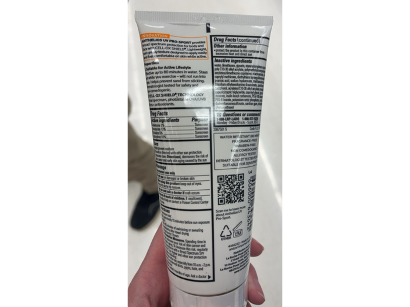 La Roche-Posay Anthelios UV Pro-Sport Lotion Sunscreen, SPF 50, 6.7 fl oz/200 mL