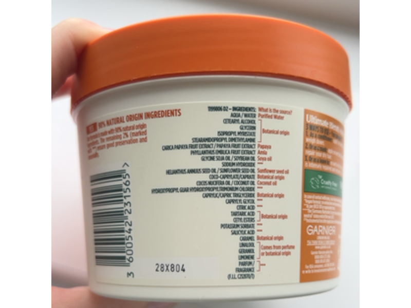 Garnier Ultimate Blends Repairing Food 3 In 1 Hair Mask, Papaya & Amla, 390 mL