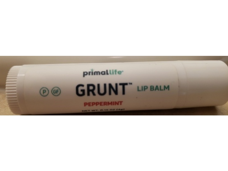 Primal Life Grunt Lip Balm, Peppermint, 0.15 oz/4 g