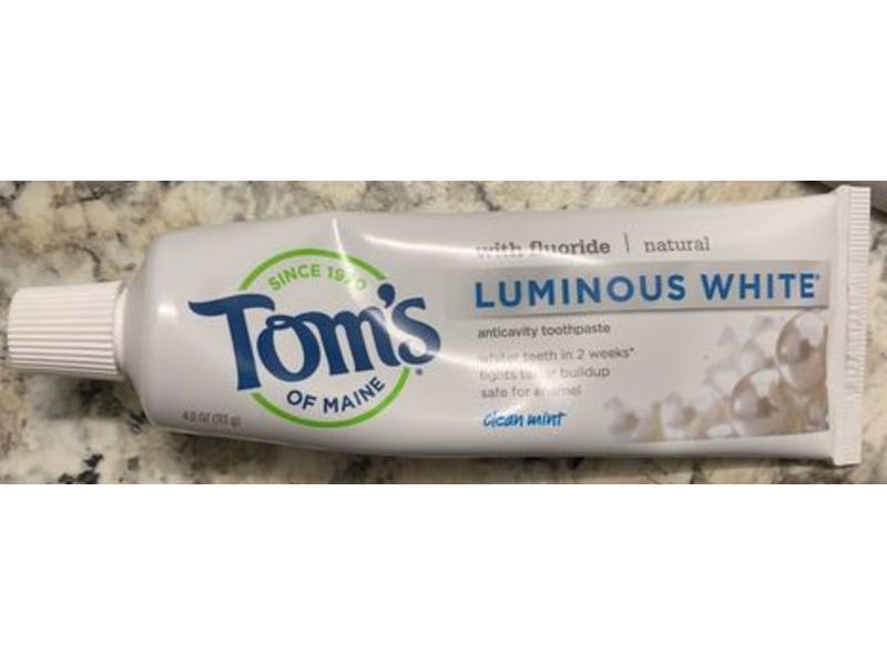 Tom's Of Maine Fluoride Toothpaste, Clean Mint, Luminous White, 4 oz/113 g