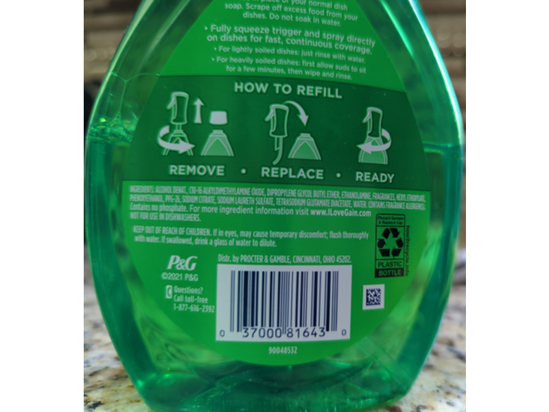 Gain Ultra Clean Power Blast Dish Spray + Aroma Boost, Original Scent, 16 fl oz/473 mL