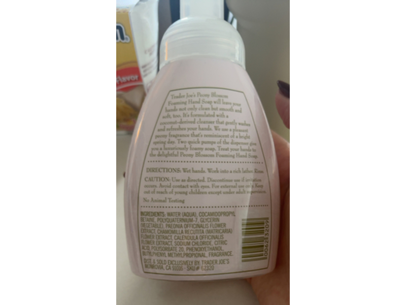 Trader Joe's Foaming hand Soap, Peony Blossom, 8 fl oz/237 mL, Pack Of 2