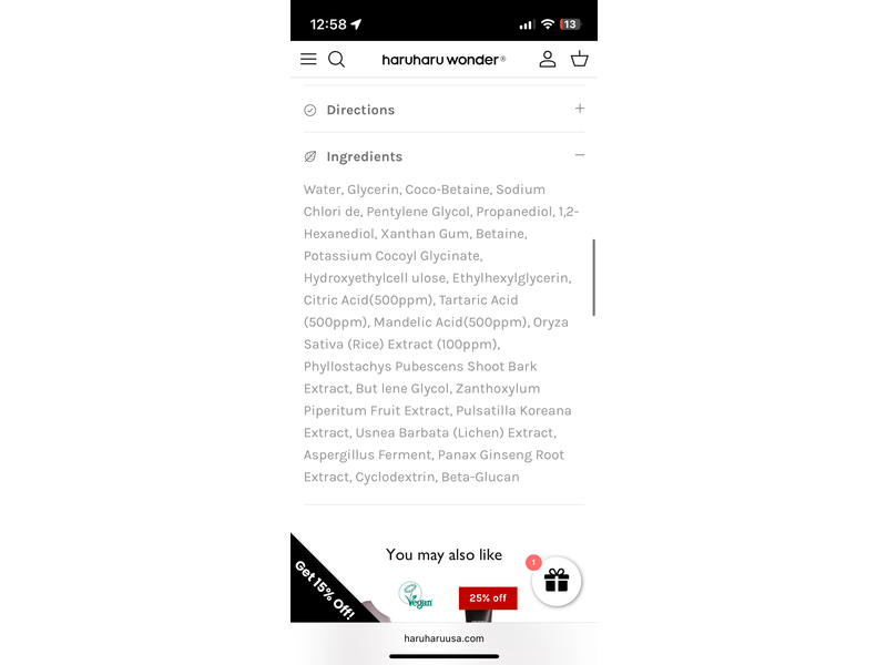 Haruharu Wonder Triple Aha Gentle Cleansing Gel, Black Rice, 3.38 fl oz/100 mL