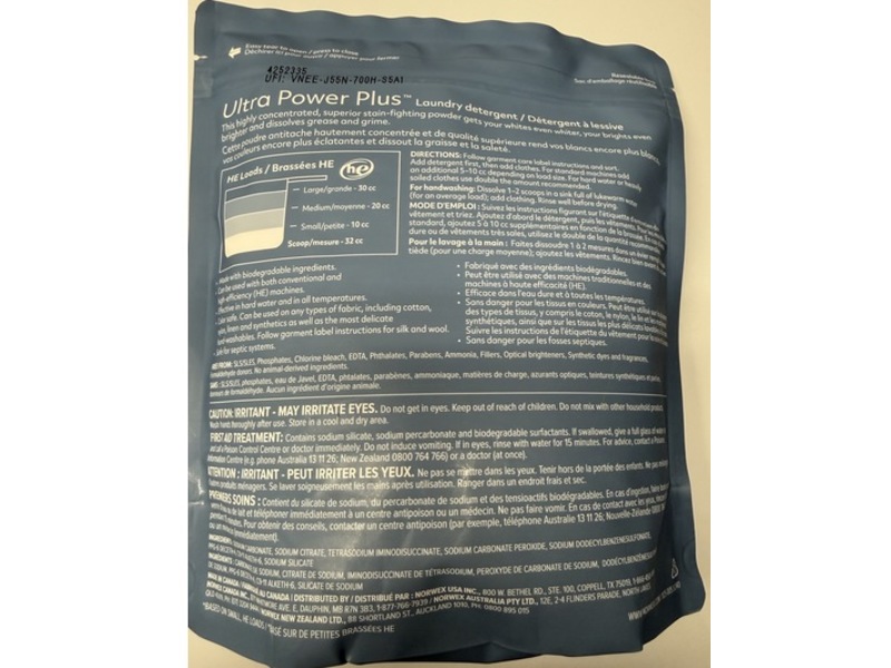 Norwex Ultra Power Plus Laundry Detergent, 100 Loads, 1 kg