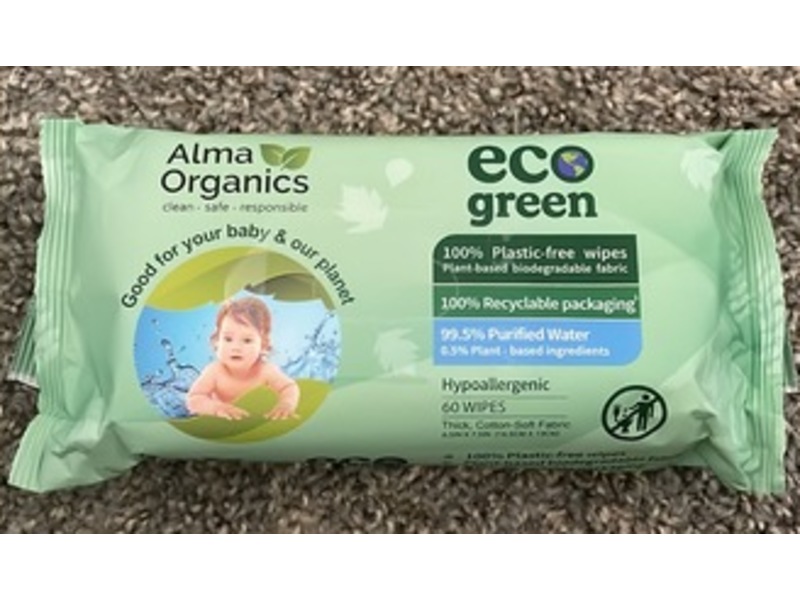 Alma Organics Eco Green Baby Wipes, 60 Count, Pack Of 3