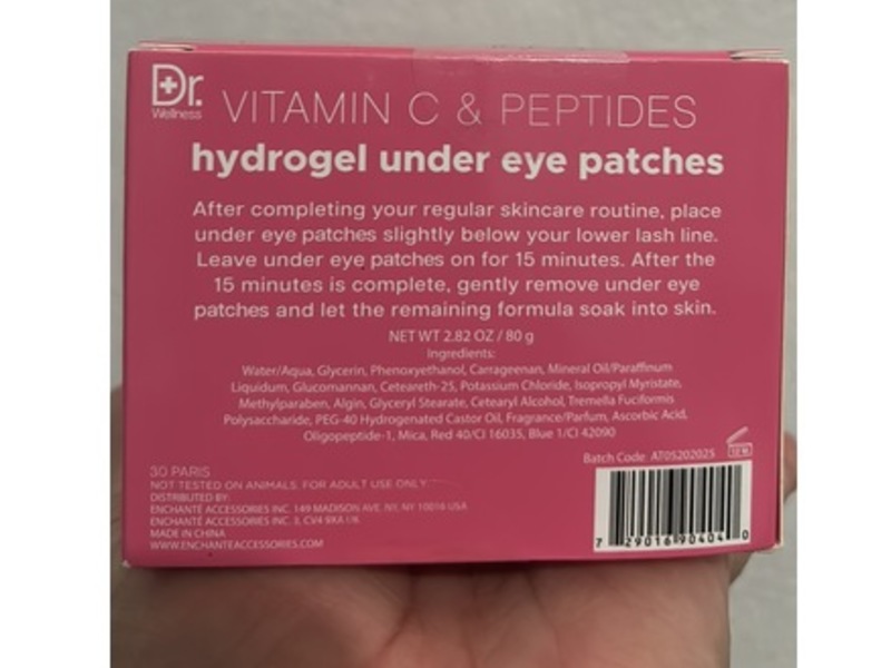 Dr. Wellness Vitamin C & Peptides Hydrogel Under Eye Patches, 2.82 oz/80 g, 30 Pairs