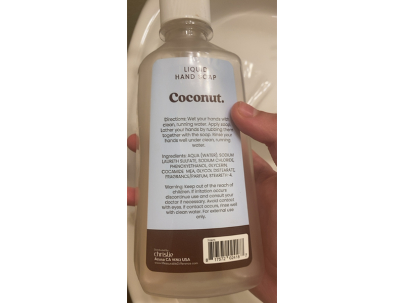 Chrislie Hydrating & Cleaning Liquid Hand Soap, Coconut, 15 fl oz445 mL