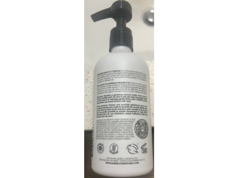 Gabriel Cosmetics Clean Kids Naturally 3-In-1 Shampoo, Cleanser & Bubble Bath, Wild Watermelon, 16 fl oz/480 mL