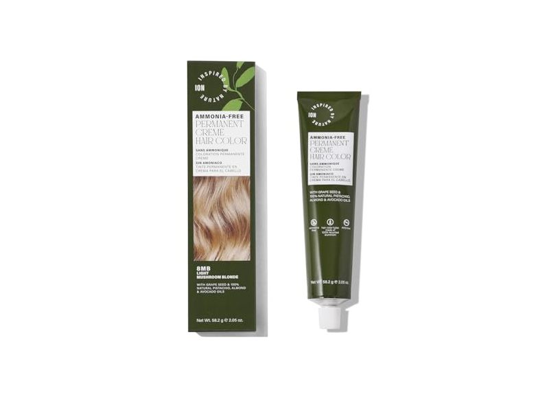 Ion Inspired By Nature Permanent Creme Hair Color, Light Mushroom Blonde 8MB, 2.05 oz/58.2 g