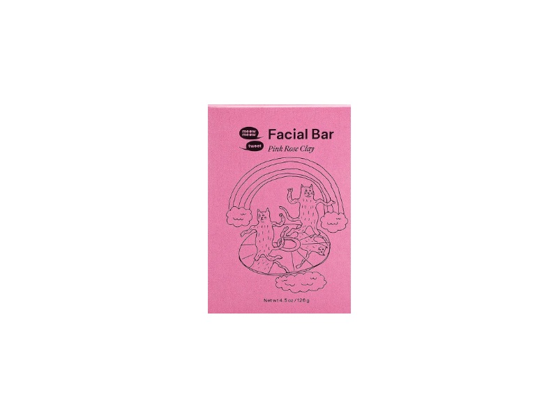 Meow Meow Tweet Facial Bar Soap, Pink Rose Clay, 4.5 oz/126 g