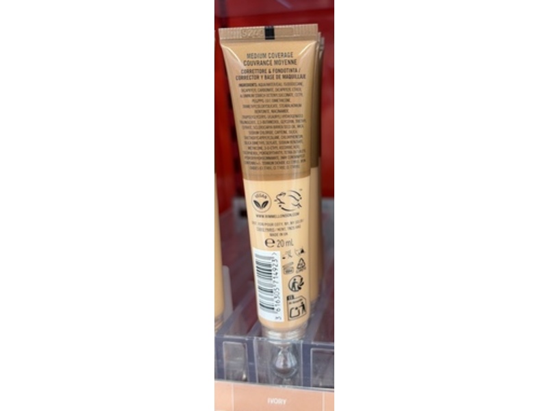Rimmel London Multi Tasker Wake Me Up Concealer & Foundation, Ivory 040, 20 mL