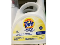 Tide Simply Laundry Detergent, Unscented, 70 Loads, 92 fl oz/2.72 L - thumbnail 2
