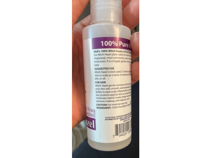 Well's Oil Witch Hazel Toner, Unscented, 4 fl oz/118 mL