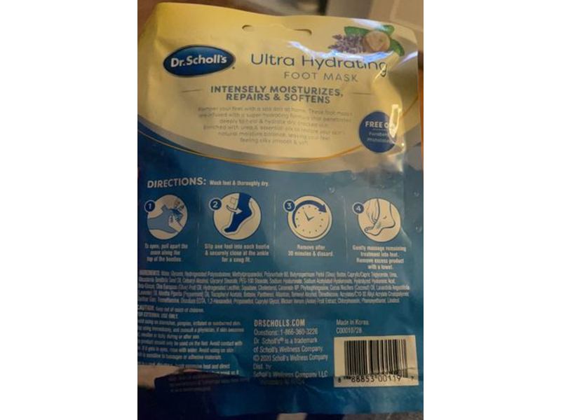 Dr. Scholl's Hydrating Foot Mask, Essential Oils & Urea, 1.49 fl oz/44 mL, 1 Pair