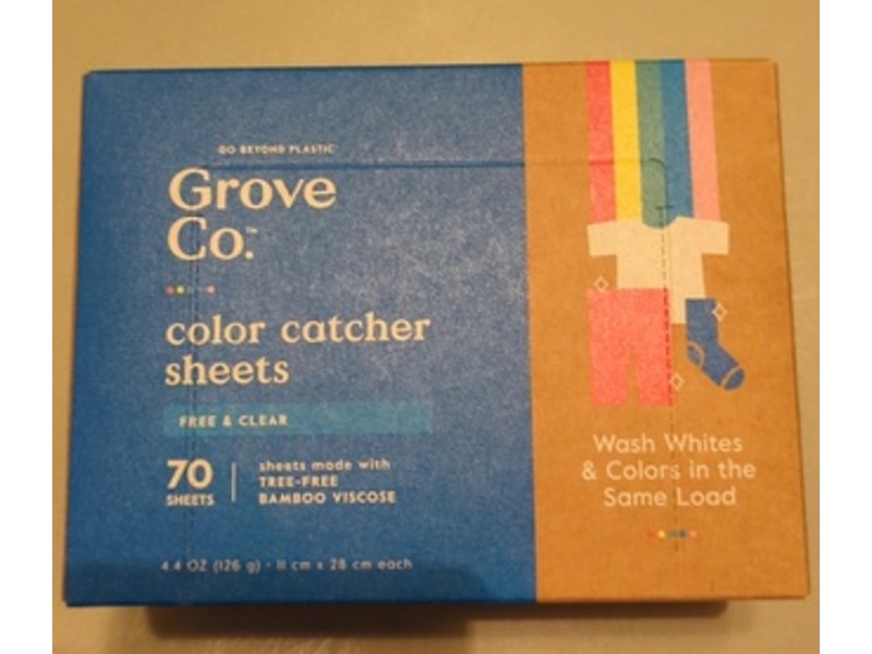 Grove Co Color Catcher Sheets, Free & Clear, 4.4 oz/126 g , 70 Count