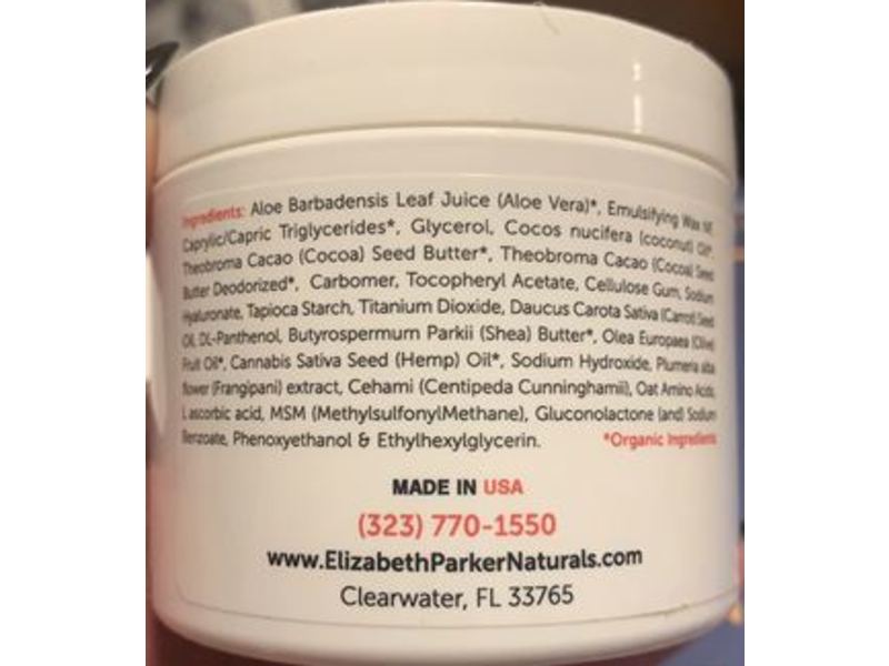 Elizabeth Parker Naturals Moisturizing Cream, Atopic Dermatitis, Organic Aloe Vera, Vitamin E & Cocoa Butter, 4 oz/113 g