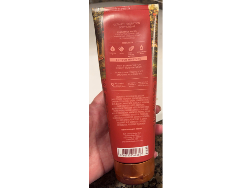 Bath & Body Works Ultimate Hydration Body Cream, Champagne Apple & Honey, 8 oz/226 g