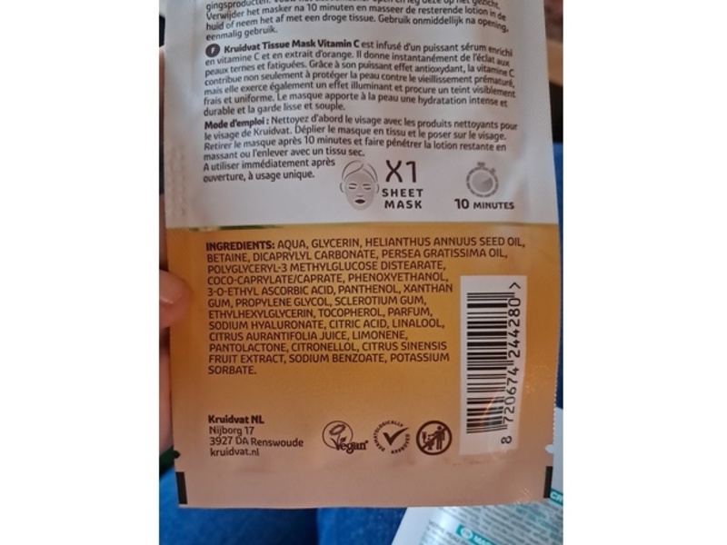 Kruidvat Radiant Glow Sheet Mask, Vitamin C, 1 Count