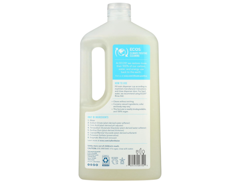 ECOS Plant Powered Dishwasher Gel, Free & Clear, 40 Loads, 40 fl oz/1.18 L
