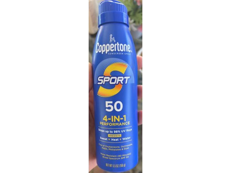 Coppertone Sport 4 - In - 1 Sunscreen Spray, SPF 50, 5.5 oz/156 g