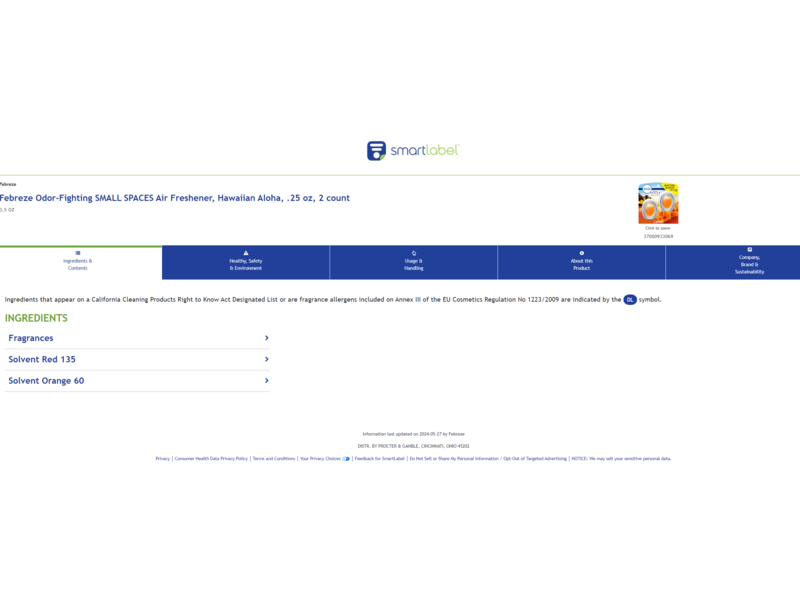 Febreze Small Spaces Air Fresheners, Hawaiian Aloha, 0.5 fl oz/15 mL, 2 Count