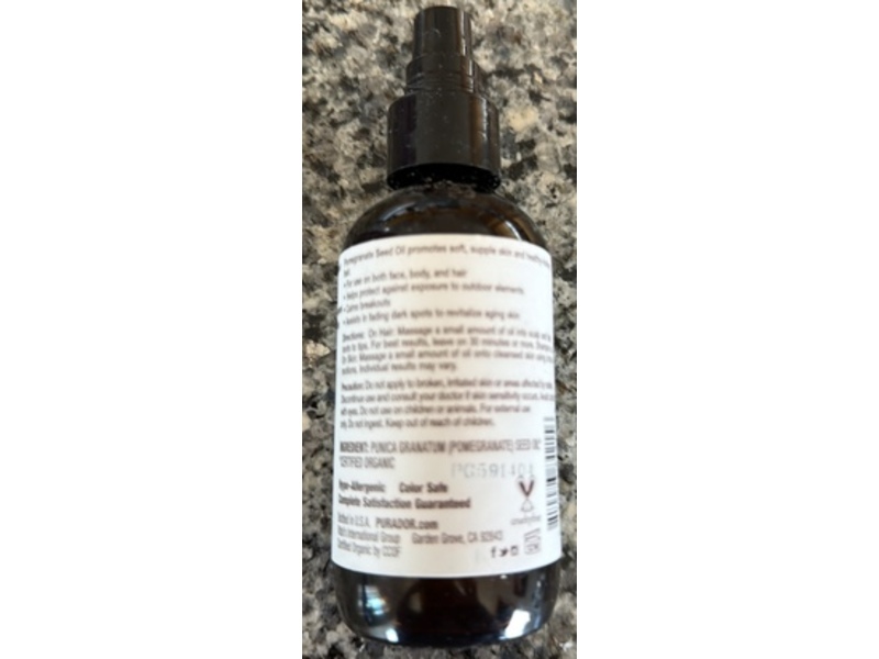 Pura D'or Organic Pomegranate Seed Oil, 4 fl oz/118 mL