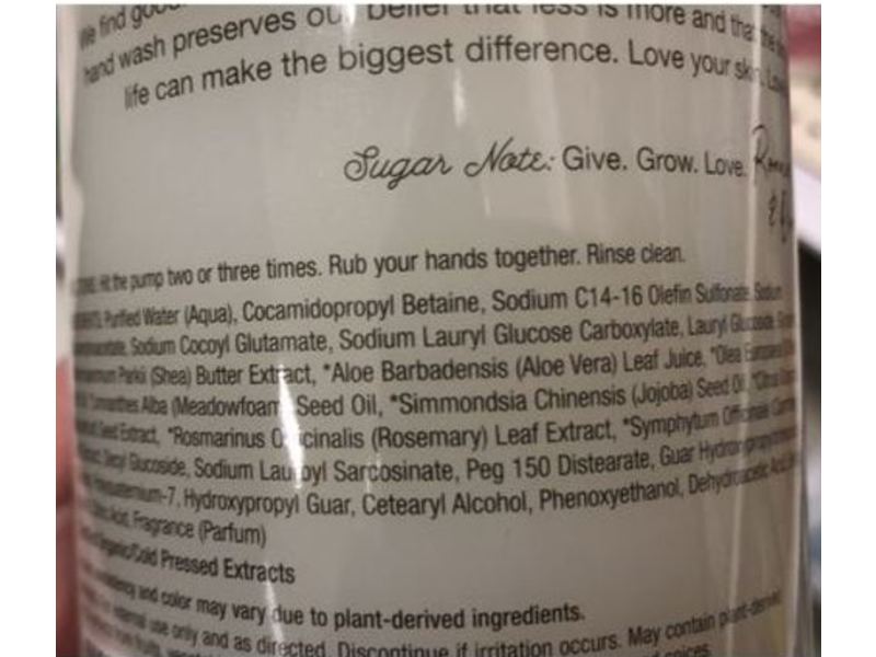 Raw Sugar Moisture Loving Hand Wash, White Grapefruit + Rosemary, 16.9 fl oz/500 mL