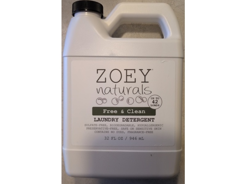 Zoey Naturals Laundry Detergent, Free & Clean, 42 Loads, 32 fl oz/946 mL