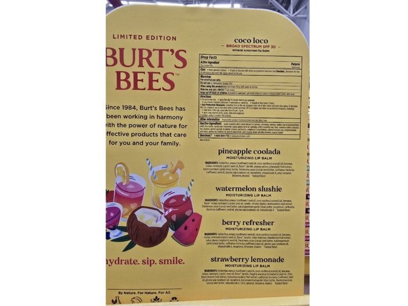 Burt's Bees Lip Balm, Coco Loco, SPF 30, 0.15 oz/4.25 g, 10 Count