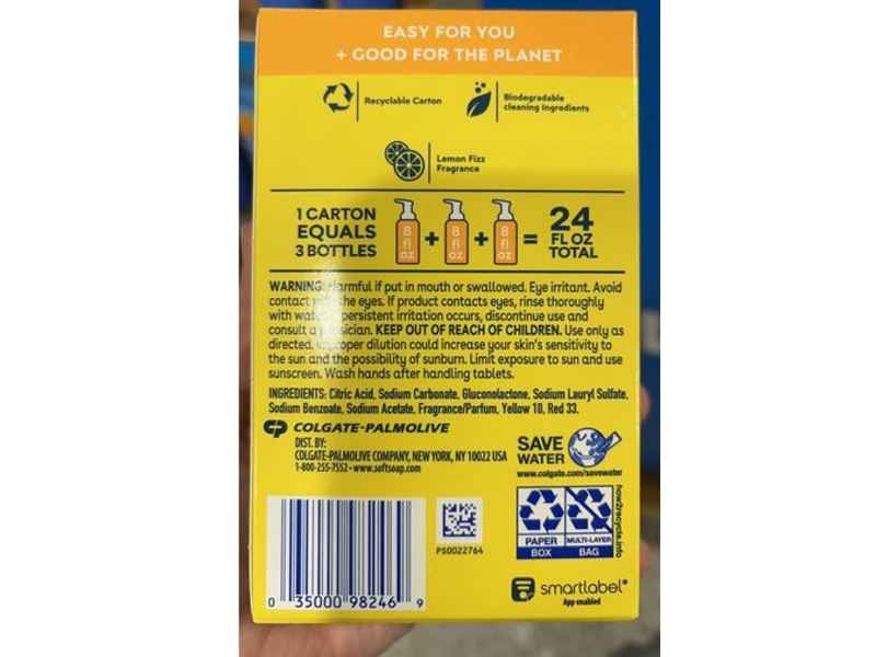 Softsoap Foaming Tablet Refills, Lemon Fizz, 24 fl oz, Pack Of 3