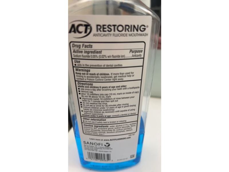 Act Restoring Anticavity Fluoride Mouthwash, Cool Mint, 18 fl oz/532 mL