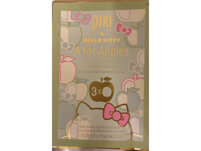 Pixi Hello Kitty Sheet Multi-Vitamin Infusion Face Mask, A For Apple, 0.8 oz/23 g