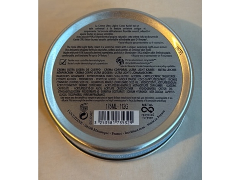 L'Occitane En Provence Ultra Light Body Cream, 3.9 oz/175 mL