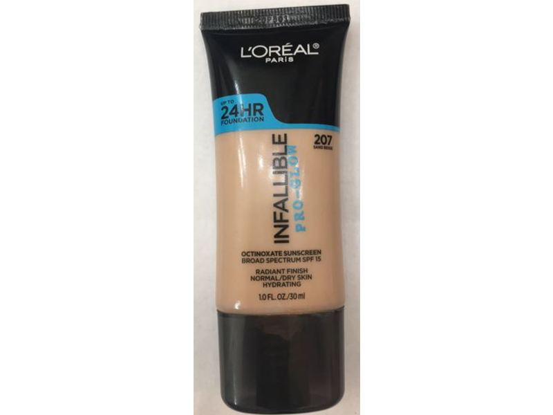 L'Oreal Paris Infallible Pro-Glow Foundation, SPF 15, 207 Sand Beige, 1 fl oz/30 mL