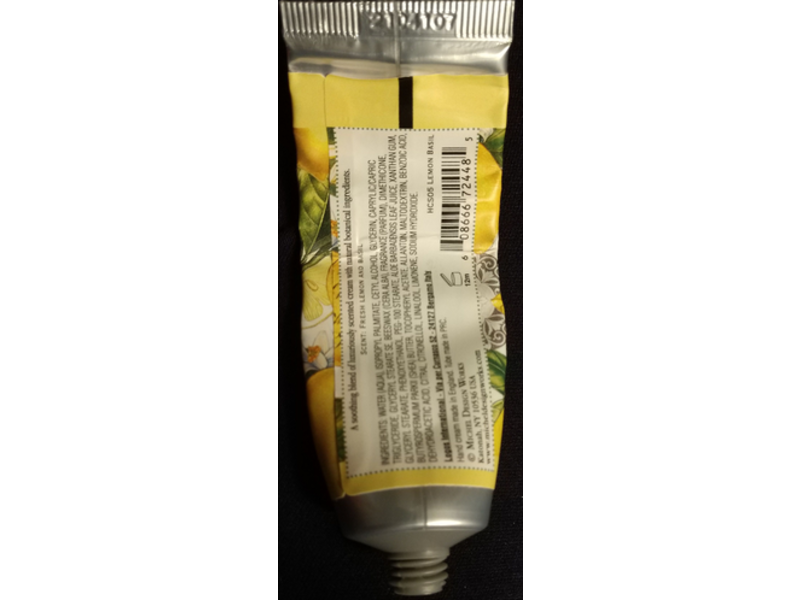 Michel Lemon Basil Moisturizing Hand Cream, Shea Butter, 1 fl oz/30 mL