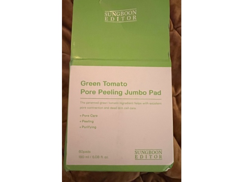 Sungboon Editor Green Tomato Pore Peeling Jumbo Pad, 6.08 fl oz/180 mL, 60 Count