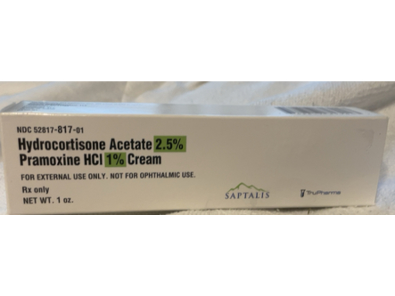 Hydrocortisone Acetate 2.5 % Pramoxine Hcl Cream 1%, 1 oz, Saptalis (RX)