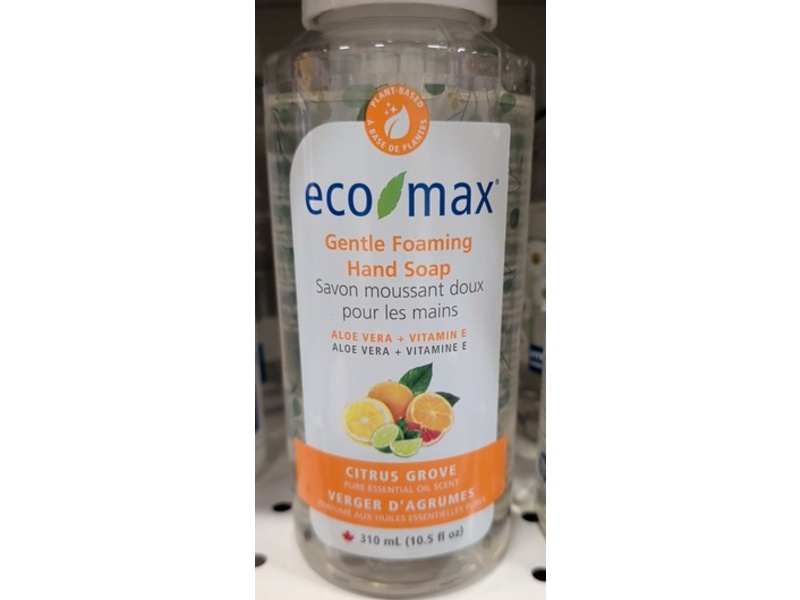 Eco-Max Gentle Foaming Hand Soap, Citrus Grove, Aloe Vera+Vitamin E, 10.5 fl oz/310 mL