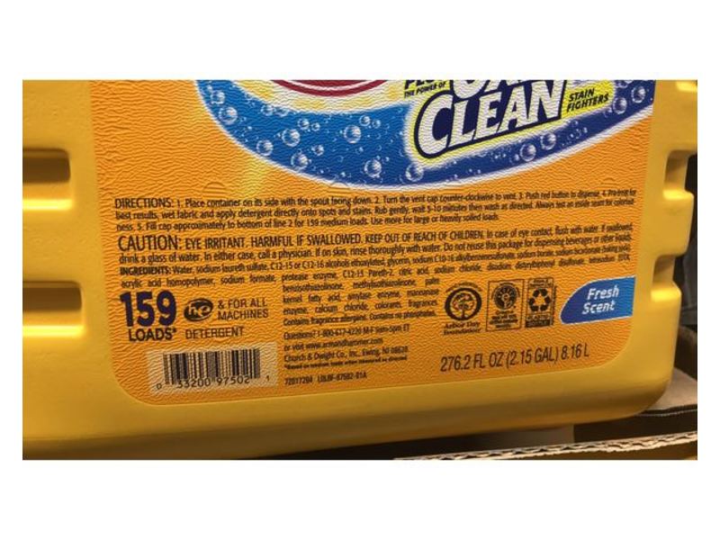 Arm & Hammer Plus OxiClean Liquid Laundry Detergent, Fresh Scent, 159 Loads, 276.2 fl oz/8.16 L