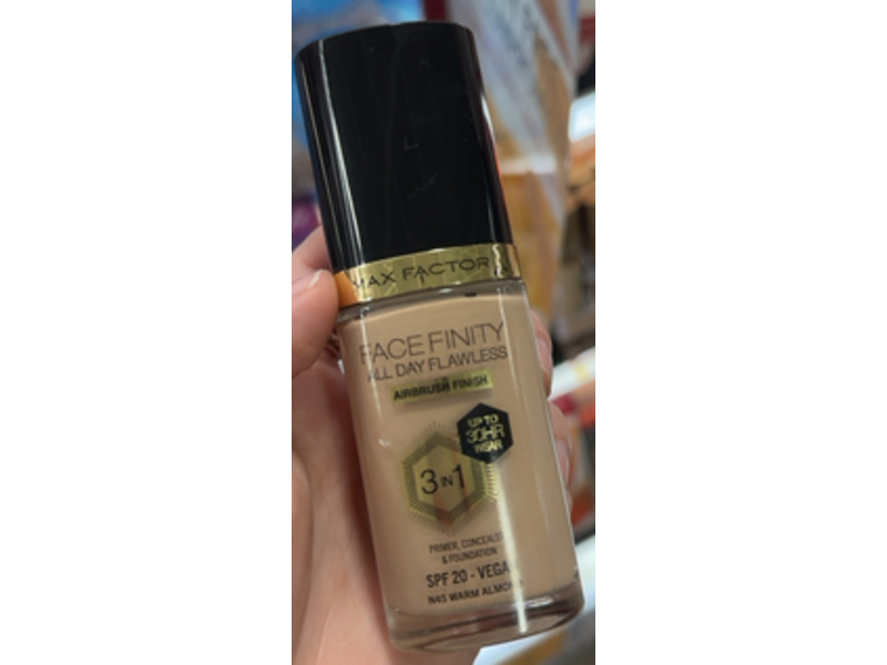 Max Factor Face Finity Airbrush Finish 3 In 1 Primer + Concealer & Foundation, N45 Warm Almond, 30 mL