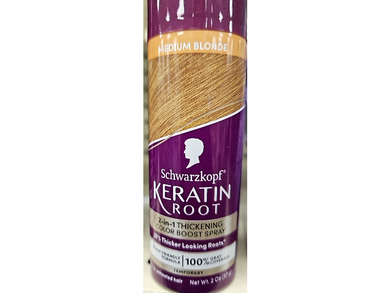 Schwarzkopf Keratin Color Root Temporary Hair Color Spray, Medium Blonde, 2 oz/5.7 g