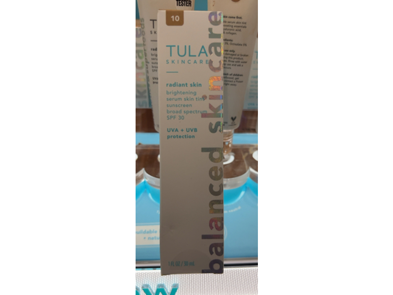 Tula Skin Care Radiant Skin Brightening Serum Tint, SPF 30, 10 Light Medium Olive, 1 fl oz/30 mL