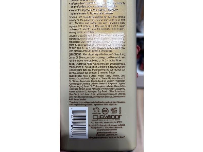 Giovanni Smoothing Conditioner Revitalisant, Castor Oil, 24 fl oz/710 mL